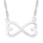 Womens 10k White Gold Infinity Pendant Necklace