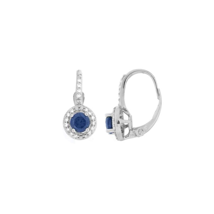Lab Created Blue And White Sapphire 10k White Gold Earrings
