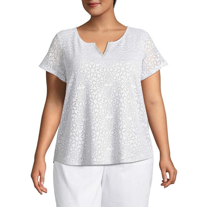 Liz Claiborne Lace Front Tank- Plus