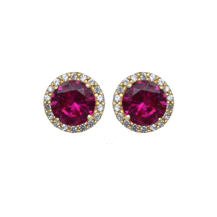 Lab-created Ruby And White Sapphire Halo Earrings