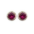 Lab-created Ruby And White Sapphire Halo Earrings