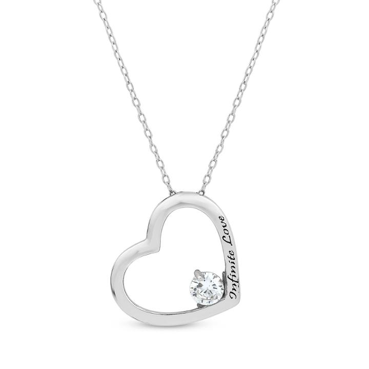 Diamonart Womens 3/4 Ct. T.w. White Cubic Zirconia Sterling Silver Pendant Necklace