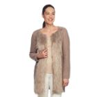 Lark Lane Holiday Rose Faux Fur Cardigan