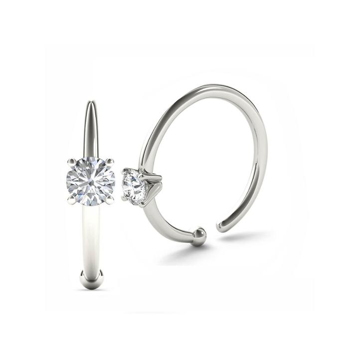 14k White Gold Diamond-accent 3mm Hoop Nose Ring