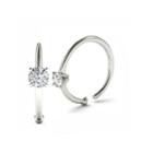 14k White Gold Diamond-accent 3mm Hoop Nose Ring