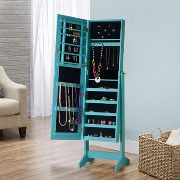 Turquoise Cheval Free Standing Jewelry Armoire
