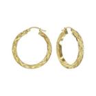 14k Yellow Gold Lasered Square Tube Hoop Earrings