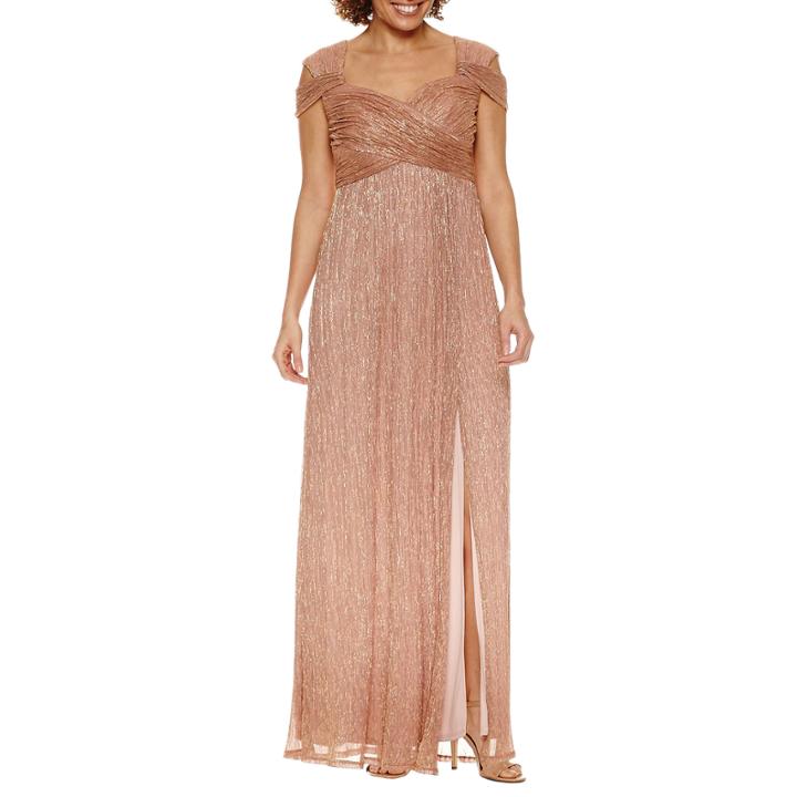 Melrose Short Sleeve Evening Gown-petites