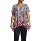 Lark Lane Cote D'azur Border Print Top- Plus