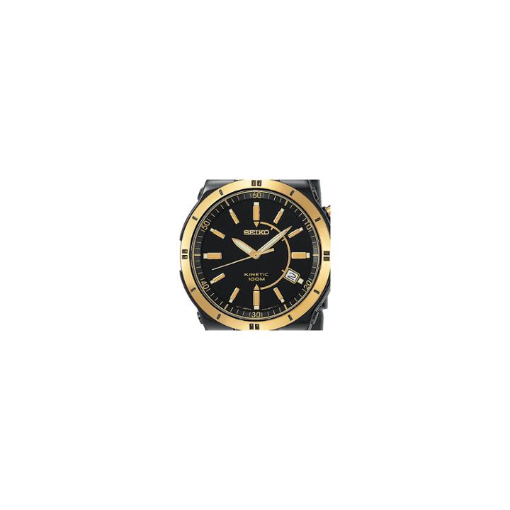 Seiko Mens Kinetic Black & Gold-tone Ticn Watch Ska366