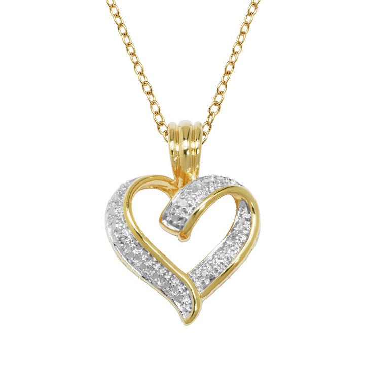 Sparkle Allure Womens White Heart Pendant Necklace