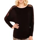 Bisou Bisou Long Dolman-sleeve Lace-shoulder Top