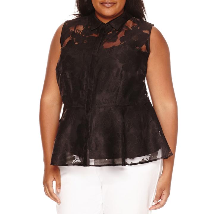 Worthington Sleeveless Lace Peplum Top - Plus