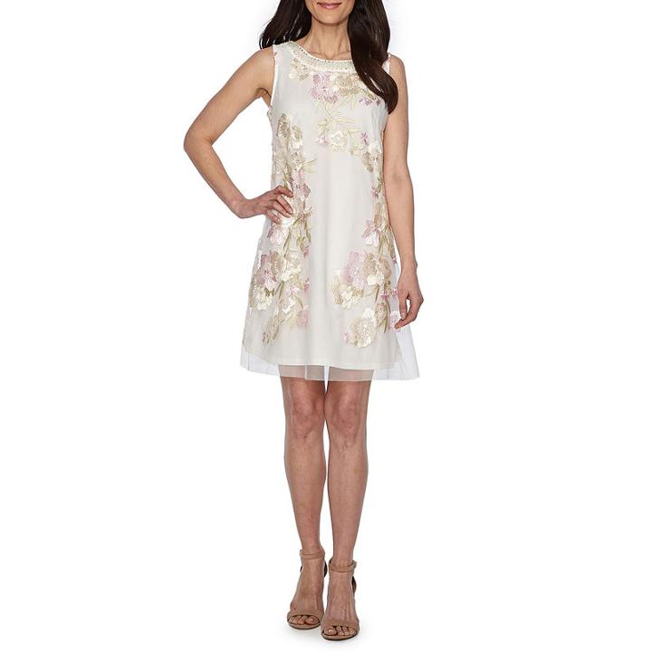 Studio 1 Sleeveless Floral A-line Dress-petites