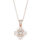 Womens Simulated Pink Morganite 14k Rose Gold Over Silver Round Pendant Necklace