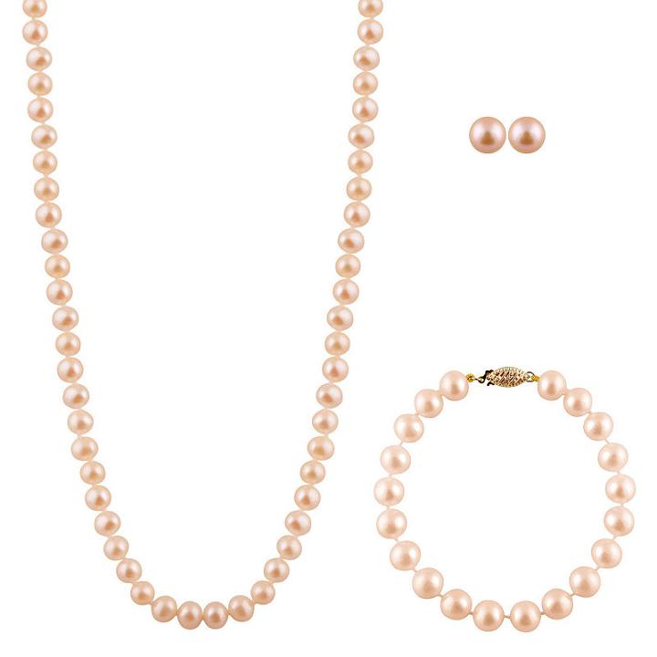 Womens 3-pc. Pink 14k Gold Jewelry Set