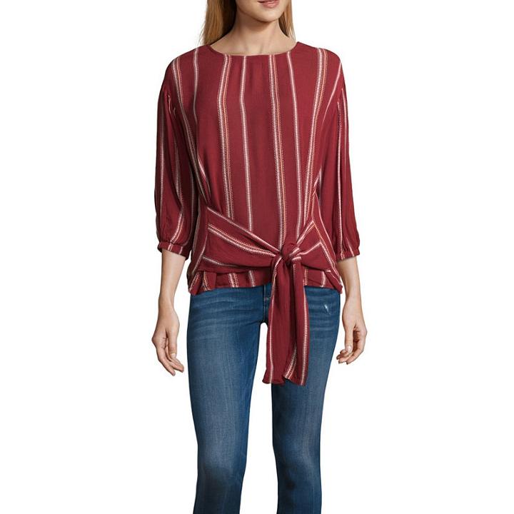 A.n.a Tie Front Striped Top
