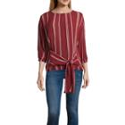 A.n.a Tie Front Striped Top