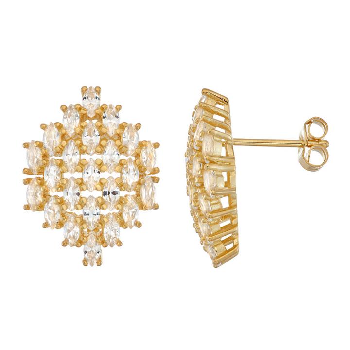 Lab Created White Sapphire 14k Gold Over Silver 20.3mm Stud Earrings
