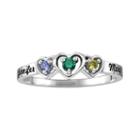 Womens Genuine Multi Color Stone Sterling Silver 3-stone Ring