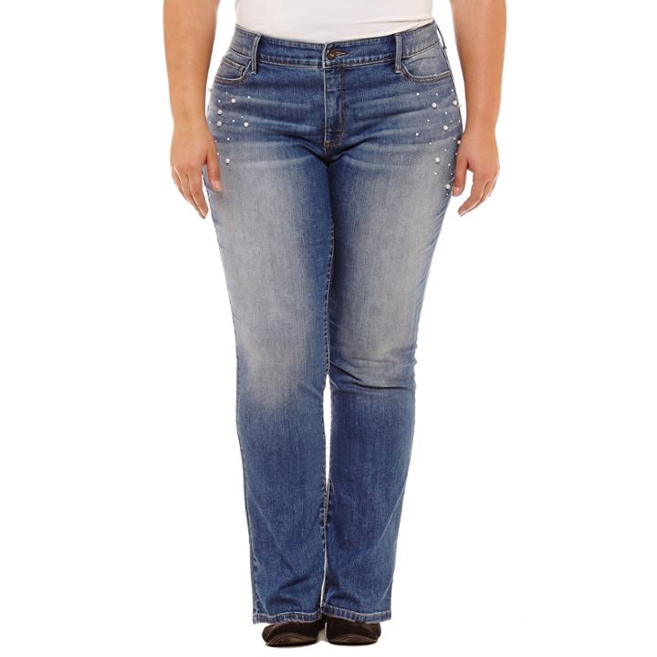 St. John's Bay Pearl Straight Leg Jean-plus