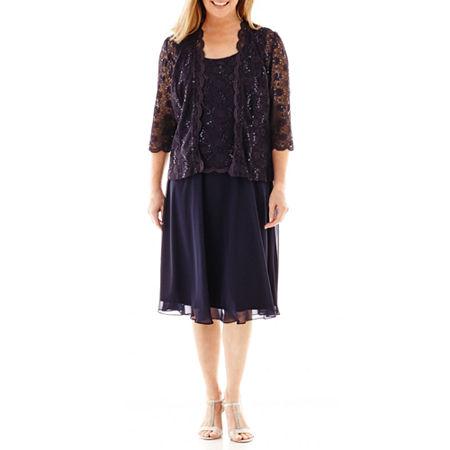 R & M Richards 3/4-sleeve Lace Overlay Jacket Dress