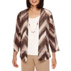 Alfred Dunner 3/4-sleeve Print Layered Top