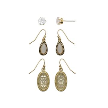 Sensitive Ears 3 Pair Brass Earring Sets