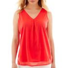 Liz Claiborne Sleeveless Knit V-neck Tank Top With Cami - Petite