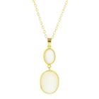 Womens Genuine White Mother Of Pearl 14k Gold Pendant Necklace