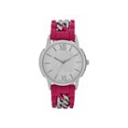 Womens Pink Silicone And Silver-tone Strap Watch