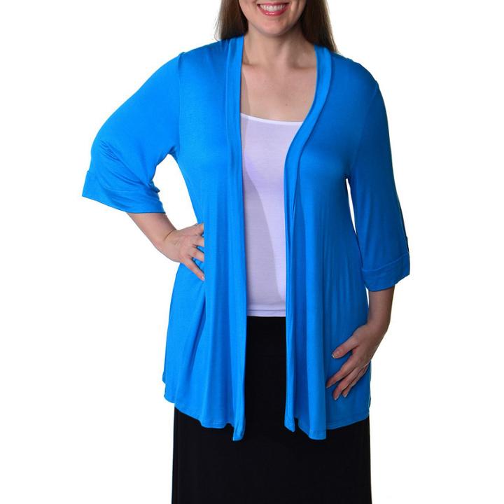 24/7 Comfort Apparel 3/4 Sleeve Cardigan Plus