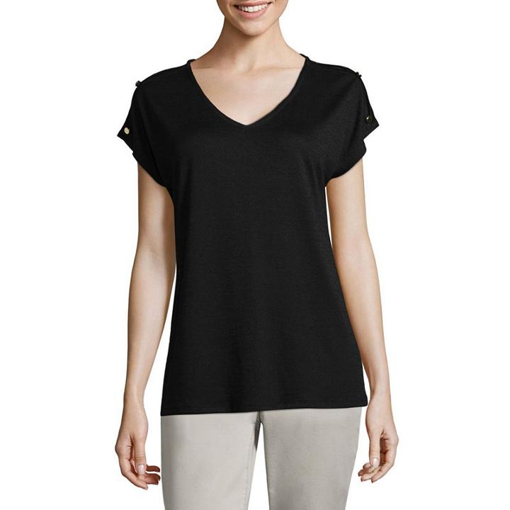 Worthington Short Sleeve V-neck Top