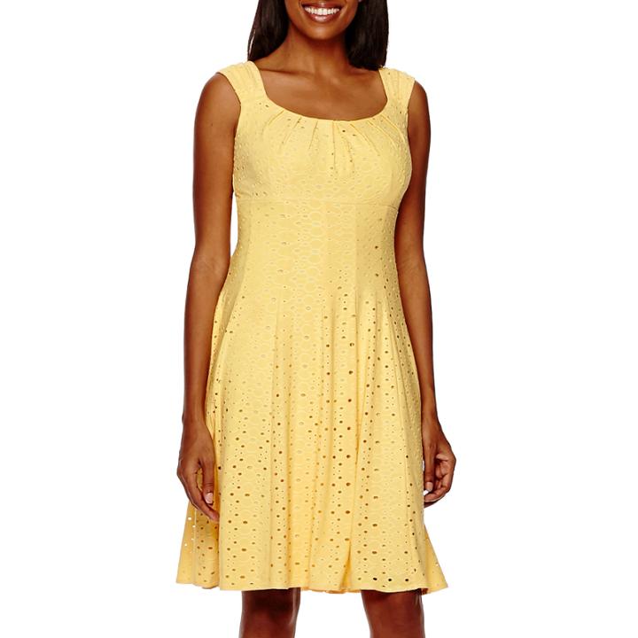 London Times Sleeveless Eyelet Fit-and-flare Dress