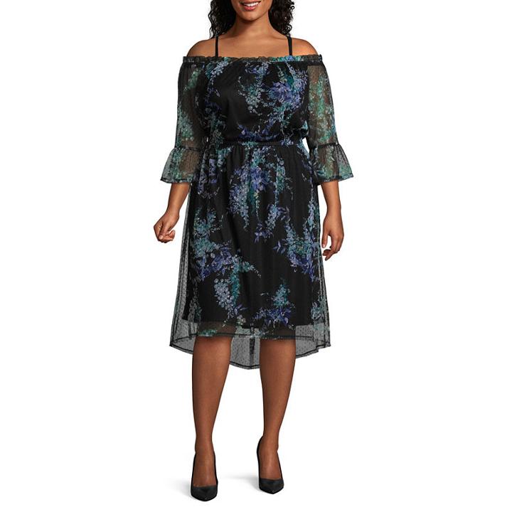 Worthington Printed Mesh Dress - Plus