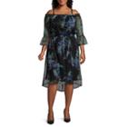 Worthington Printed Mesh Dress - Plus