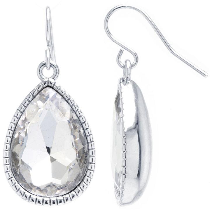 Sparkle Allure Sparkle Allure Clear Pure Silver Over Brass Pear Drop Earrings