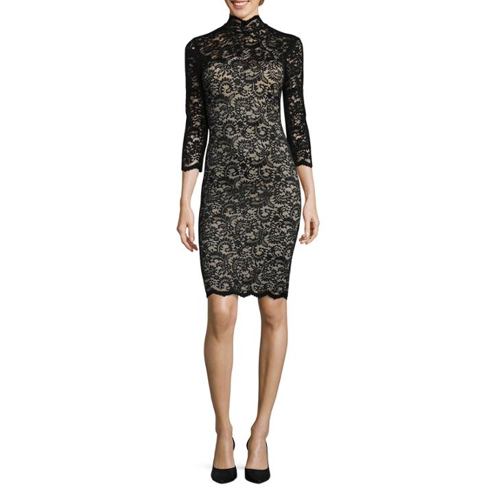 Bisou Bisou 3/4-sleeve Lace Sheath Dress