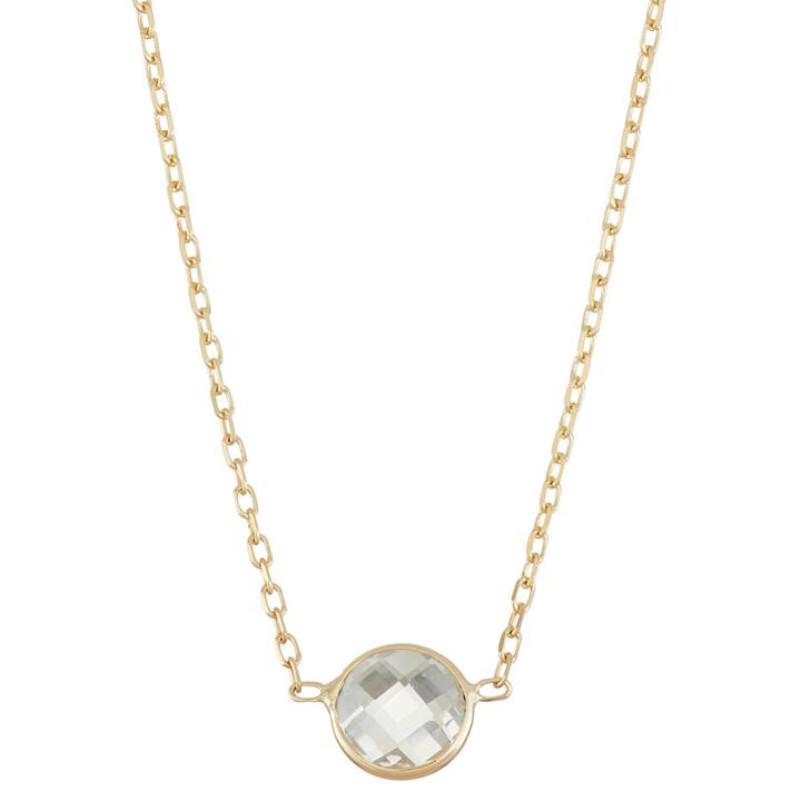 Womens Lab Created White Sapphire 10k Gold Pendant Necklace