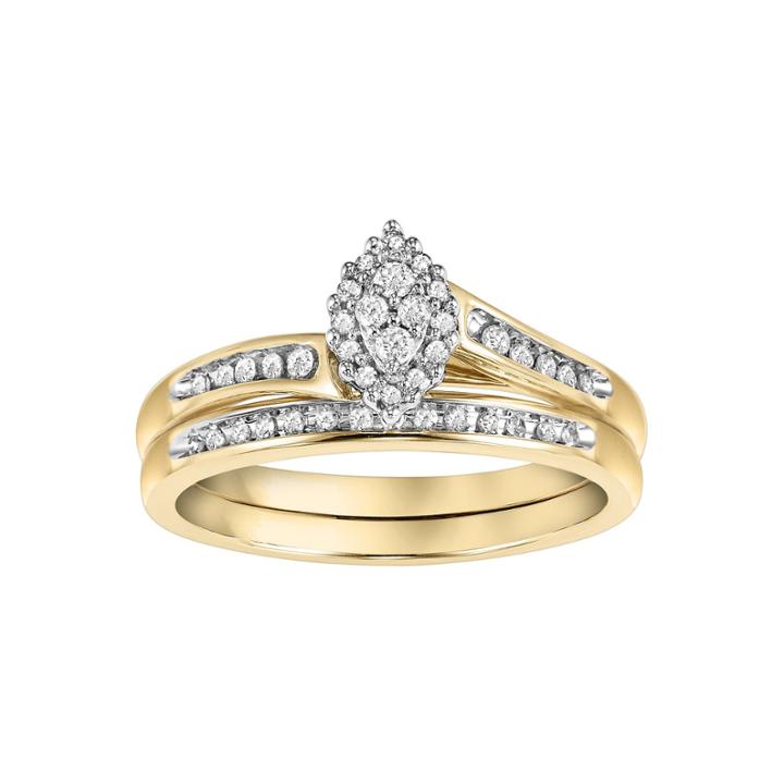 Womens 1/5 Ct. T.w. Genuine Round White Diamond 10k Gold Bridal Set