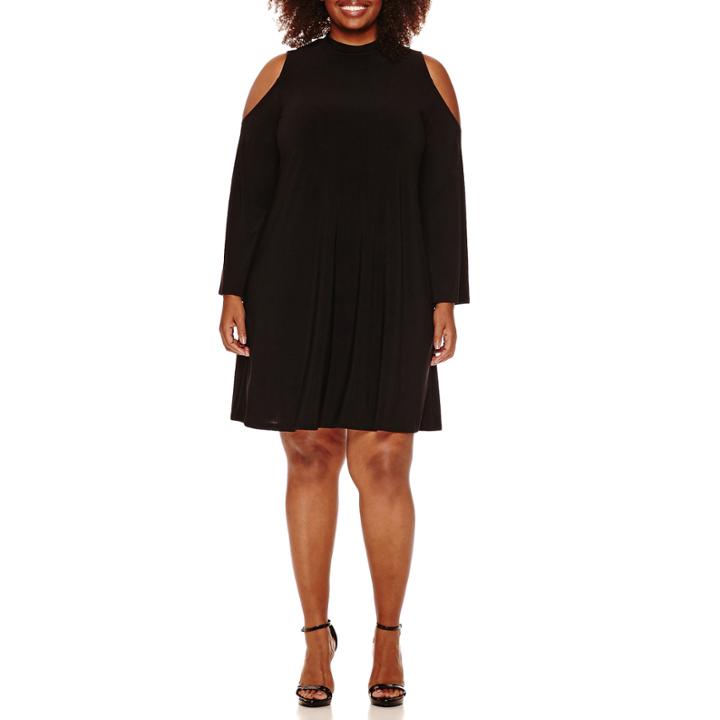 Tiana B Cold Shoulder Swing Dress-plus