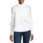 Belle + Sky Lace Yoke Button Up Top