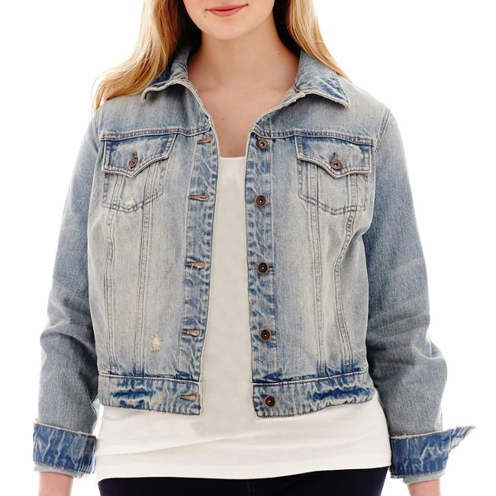 Stylus&trade; Destructed Denim Jacket - Plus