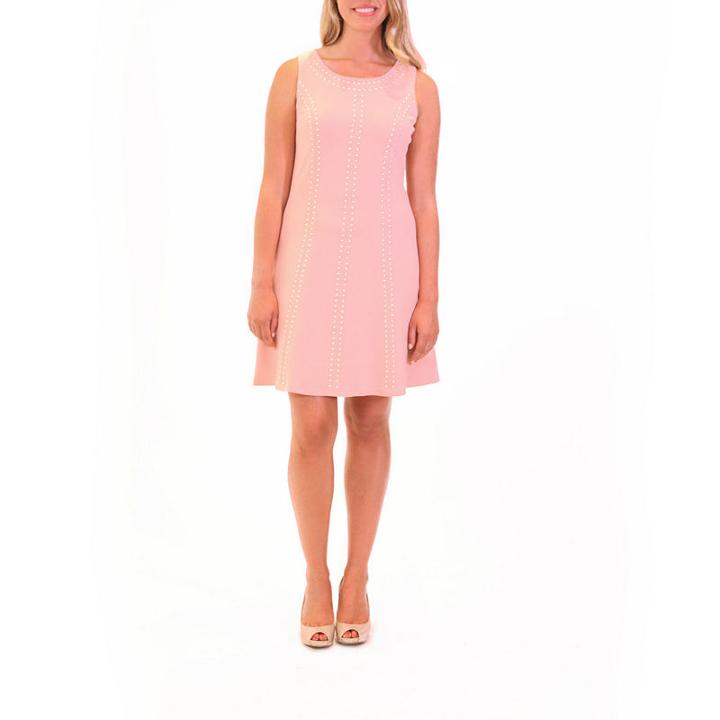 Nina Leonard Sleeveless A-line Dress With Gold Studs