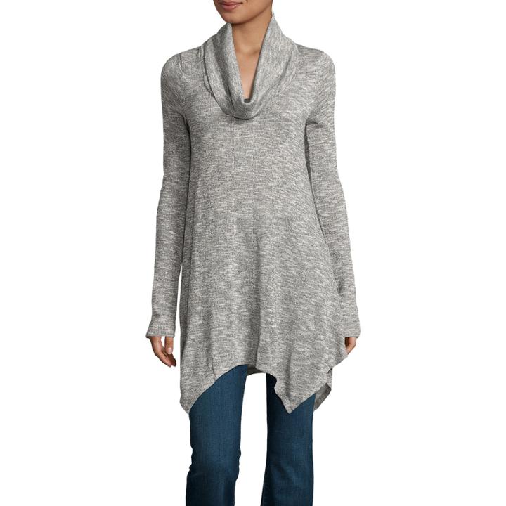 St. John's Bay Long Sleeve Cowl Neck Knit Blouse-talls