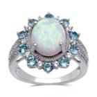 Womens White Opal Sterling Silver Cocktail Ring