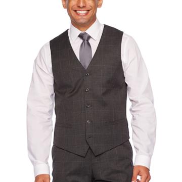 Jf J.ferrar Windowpane Slim Fit Suit Vest