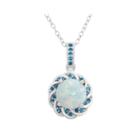 Simulated Opal & Genuine London Blue Topaz Sterling Silver Pendant Necklace