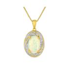 Lab-created Opal And Diamond-accent 14k Yellow Gold Over Sterling Silver Pendant Necklace