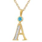 A Womens Genuine Blue Topaz 14k Gold Over Silver Pendant Necklace